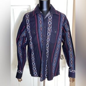 Men's Vintage Wrangler Sz 2XL Pearl Snap Long Sleeve Western Brush popper​​​​​